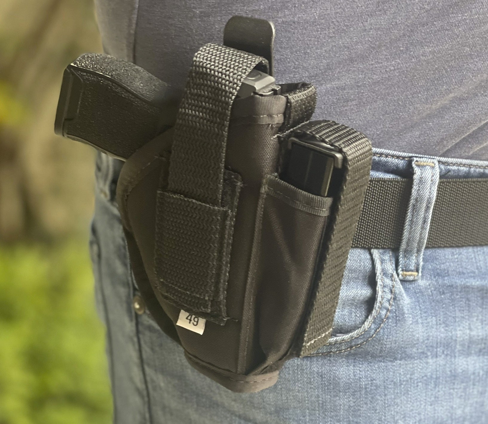 SC Series Deluxe Hip Holster with Mag Pouch, Spring Clip & Thumb 