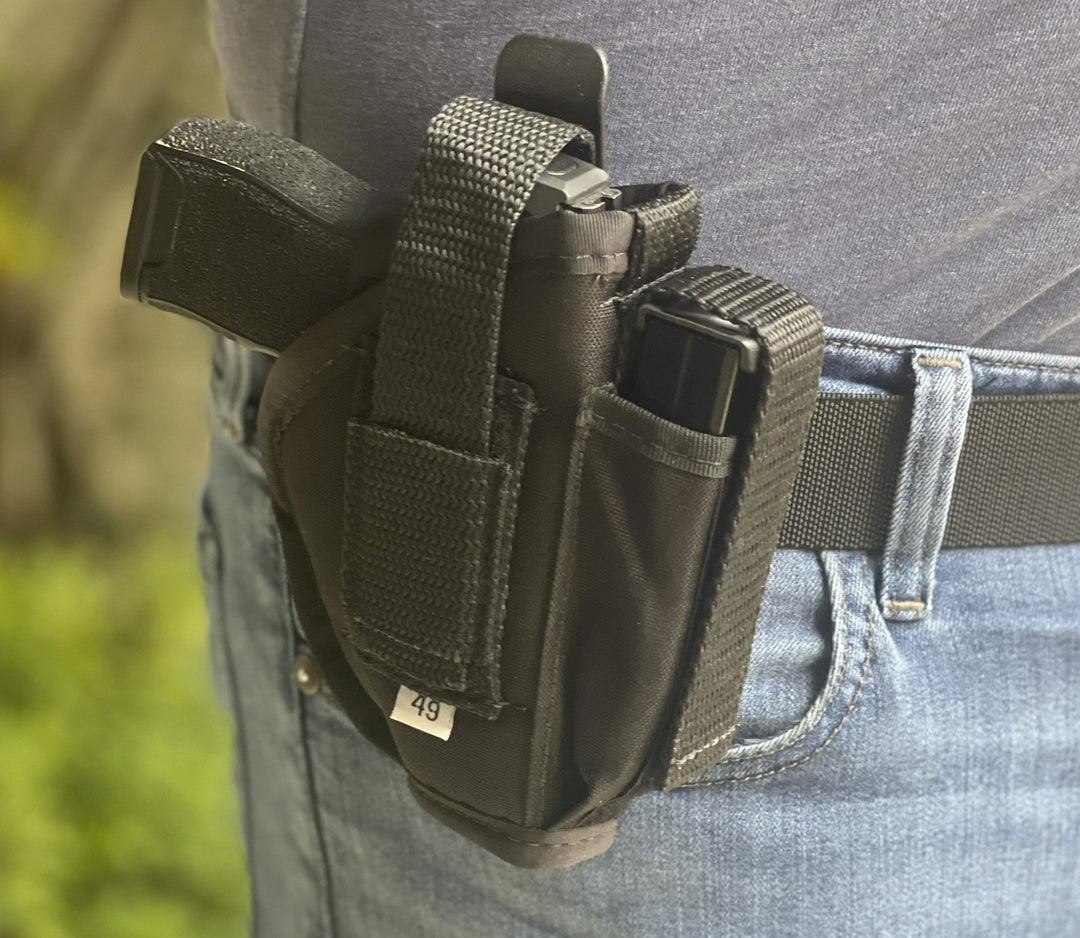 SC Series Deluxe Hip Holster with Mag Pouch, Spring Clip & Composite Thumb Break